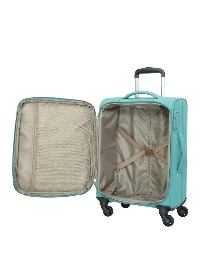 امريكان توريستر حقيبة سفر إشبيلية، مقاس مقصورة  سم،  عجلات، قماش ناعم، بوليستر، أخضر، قفل ، جيب أمامي، جيب داخلي شبكي بسحاب، ضمان عالمي  سنوات